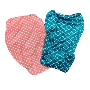 EUC bundle of 2 chamois changing pad covers in pink/white polka dot & blue/white